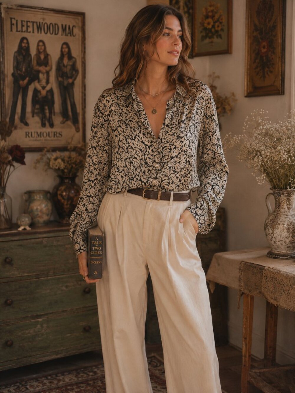Liz Claiborne Silk Rose Print Blouse
